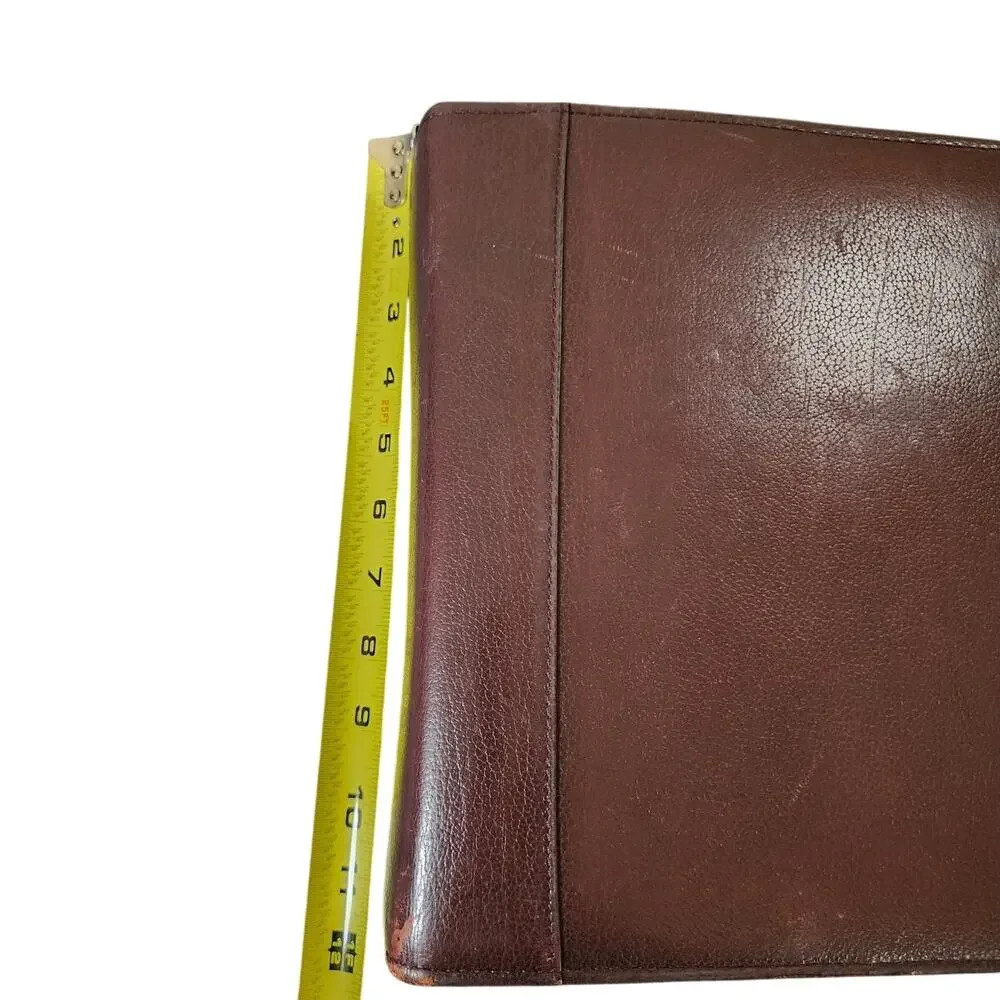 Vintage Franklin Day Timer Genuine Leather 7-Ring Classic Planner Zipper Closure